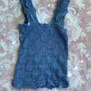 Blue free people floral tank